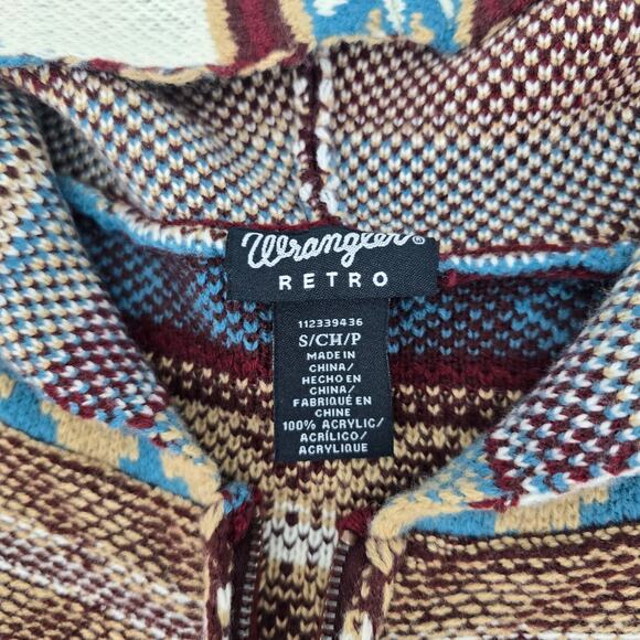 Wrangler Retro Aztec Knit Zip Hoodie Sweater Jacket – Women’s Small - Picture 2 of 5